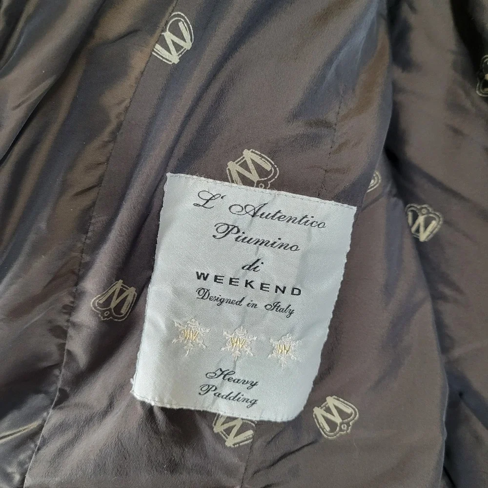 Weekend Max Mara Puffer Coat Belted Shawl Collar Puffy Goose Down Jacket Brown M